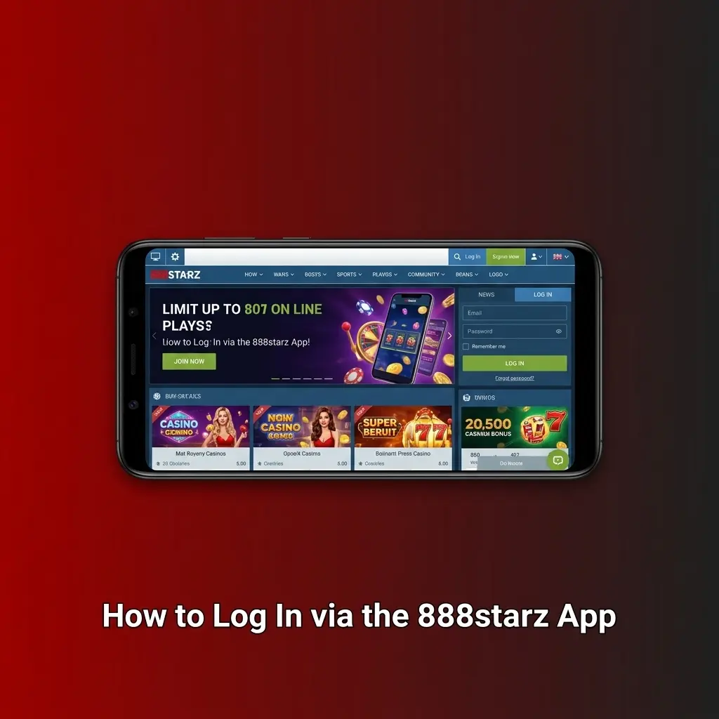888starz app login steps on Android showing email and password entry screen for existing players