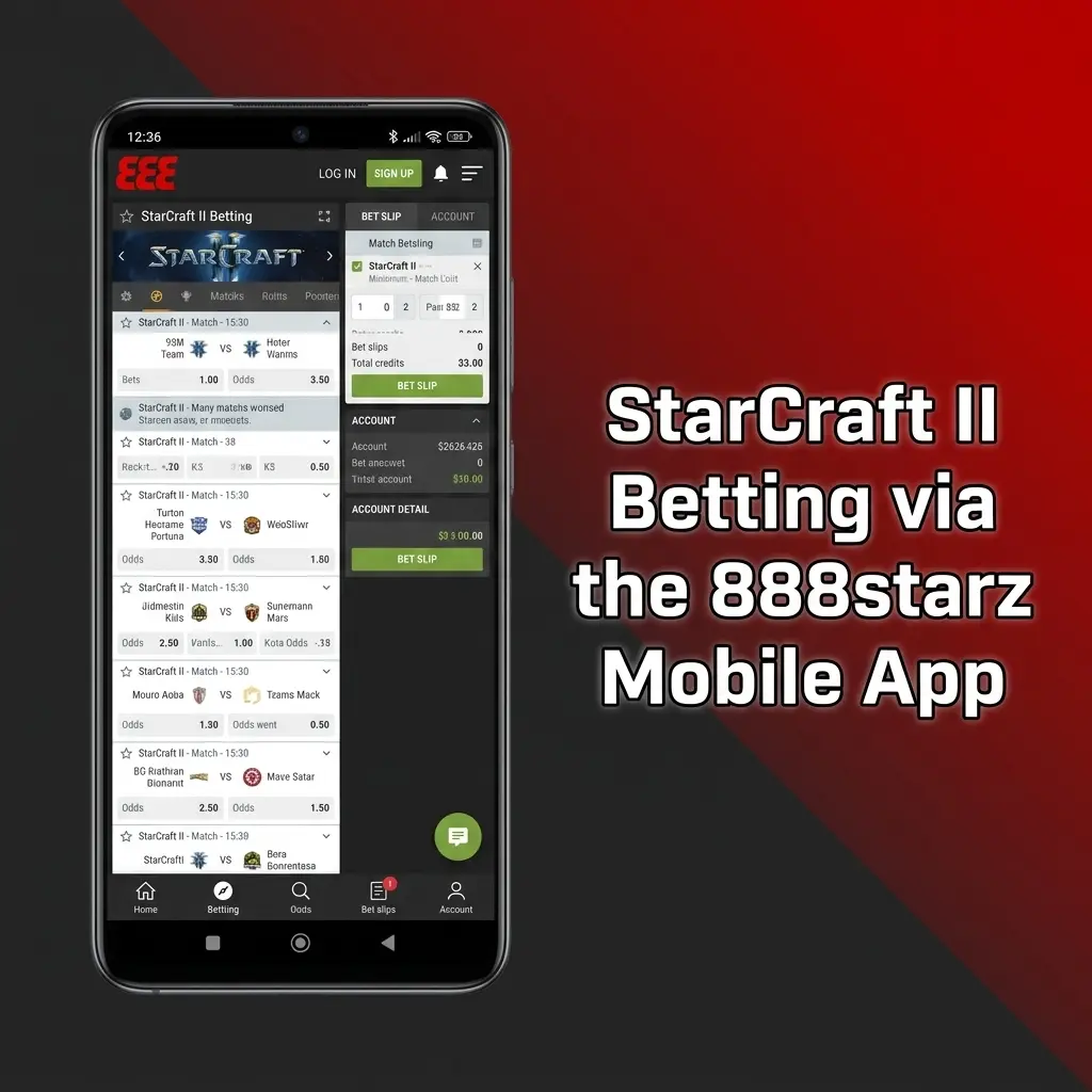 888starz mobile app interface showing StarCraft II esports betting markets with live odds for Sri Lanka bettors