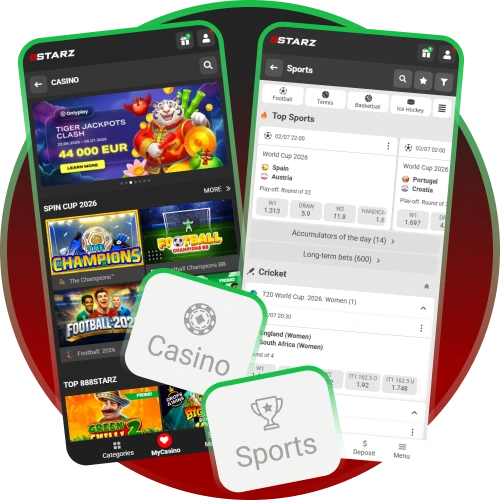 Access thousands of casino games and betting lines via 888starz app.