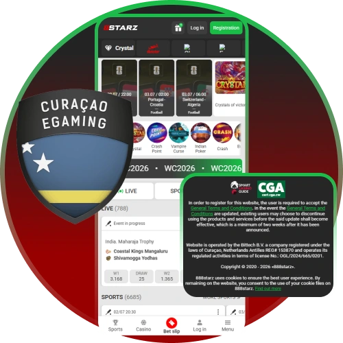 Enjoy fully legal mobile betting under the 888starz official licence.