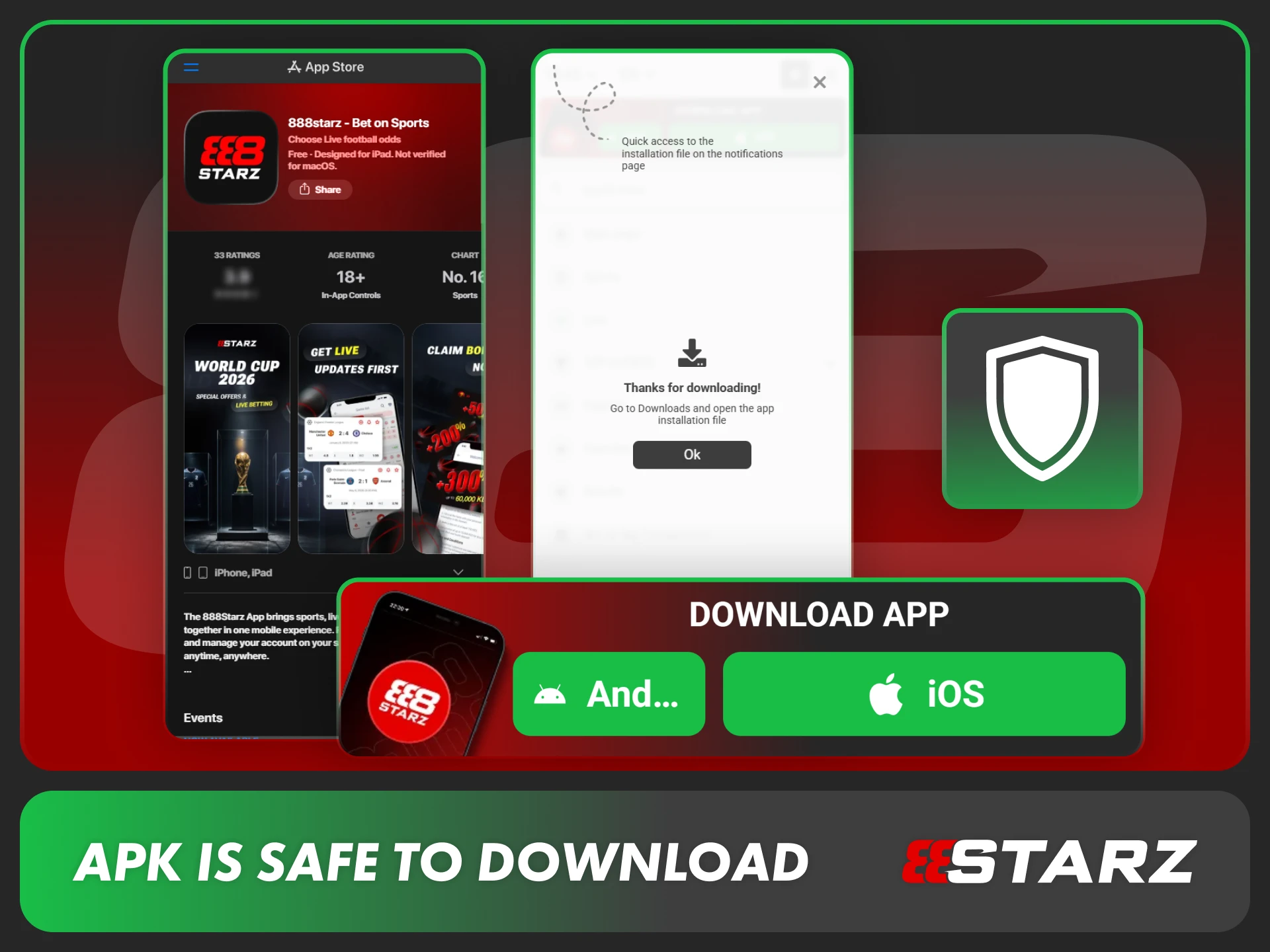 Check security features before downloading the 888starz mobile application.