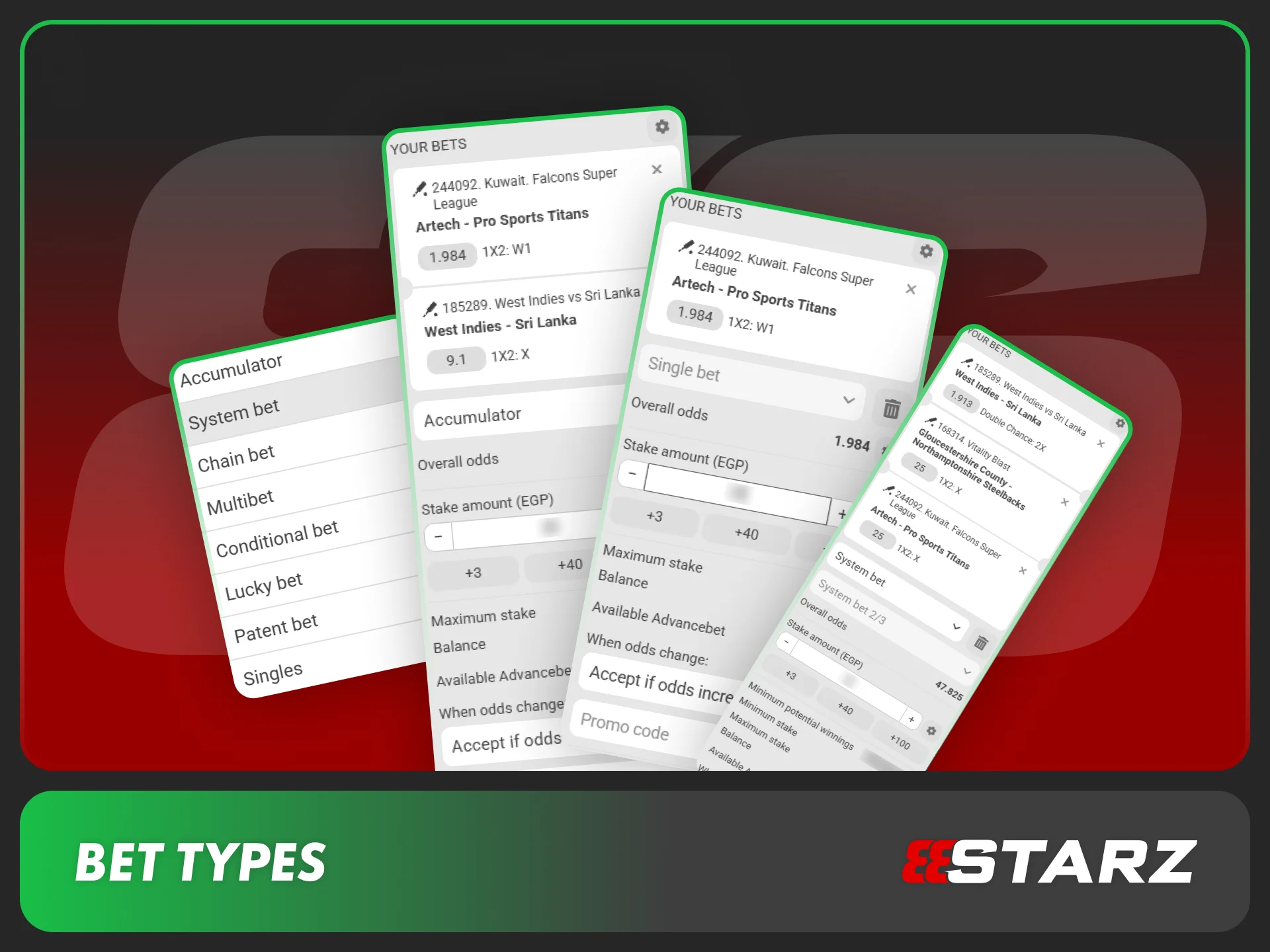 Choose from diverse bet types on the 888starz betting site.