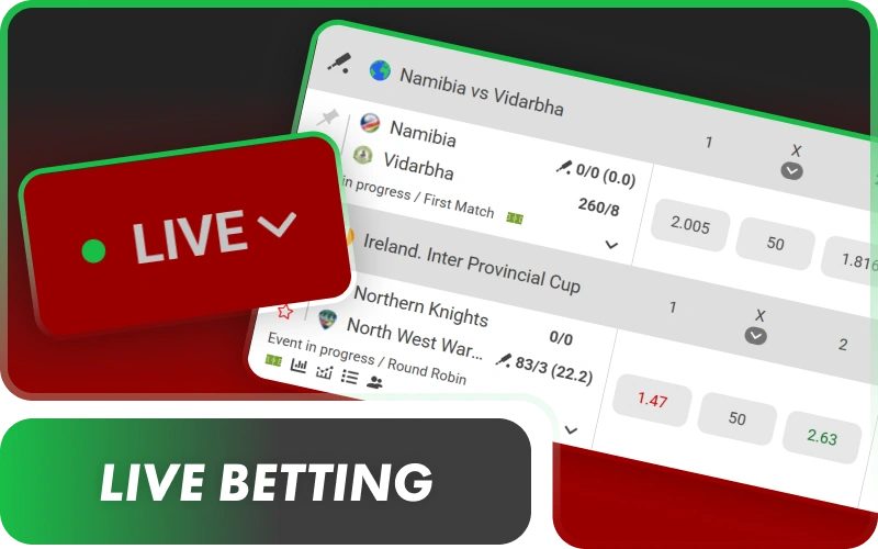 Use live betting formats on 888starz to wager during real-time matches.