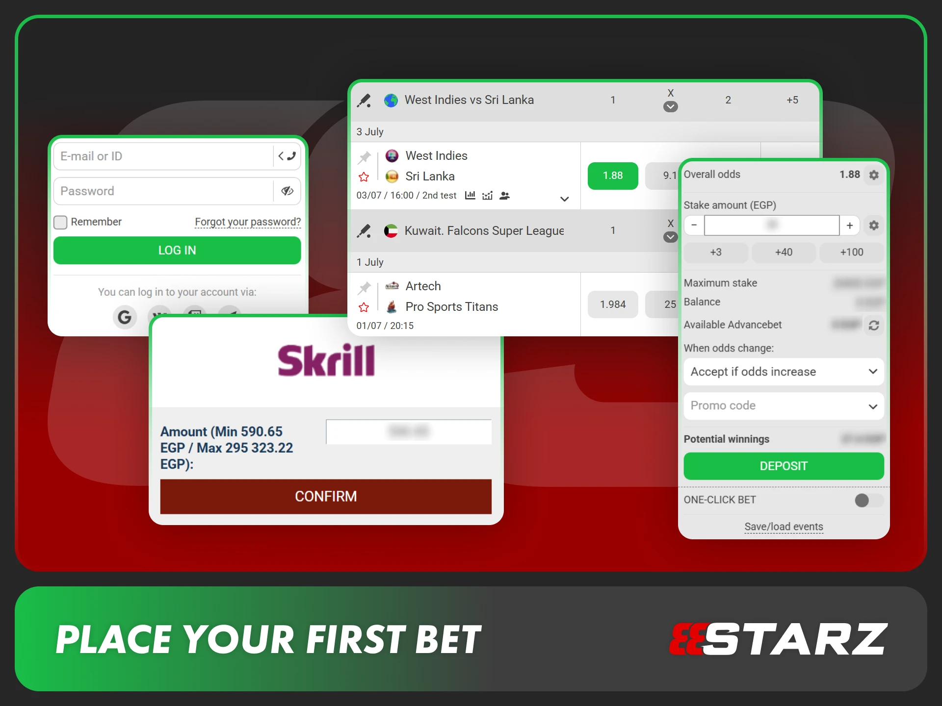 Follow five steps to place your initial bet at 888starz.