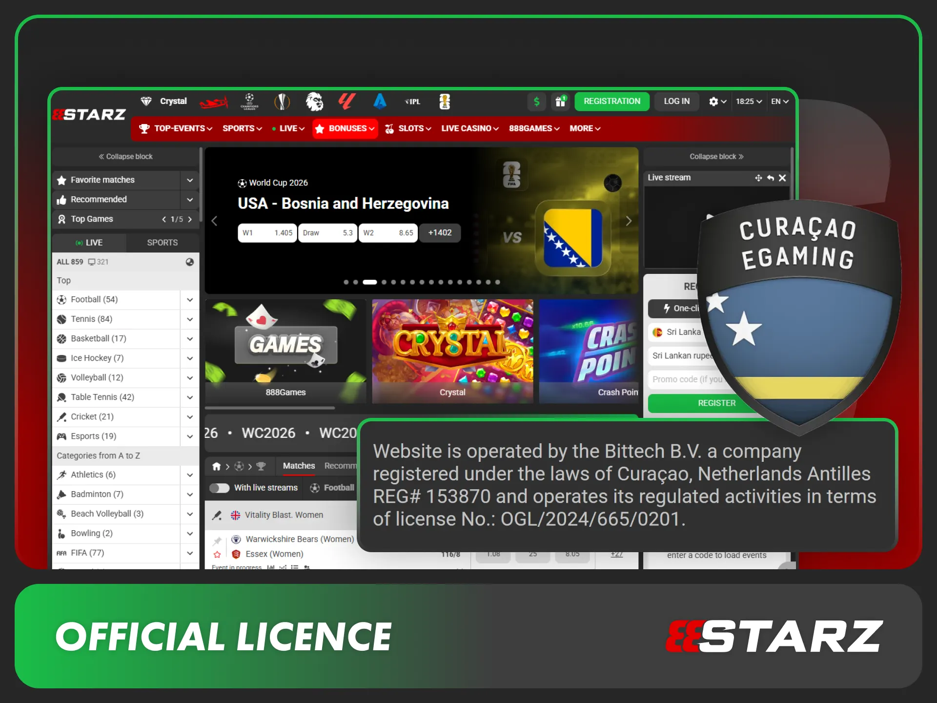 Check the legal 888starz licence for secure betting.