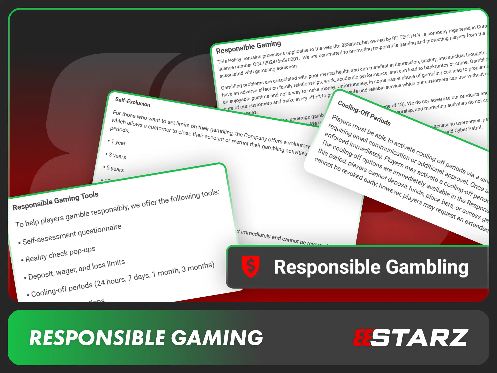 Read the responsible gaming policy to play safely at 888starz.