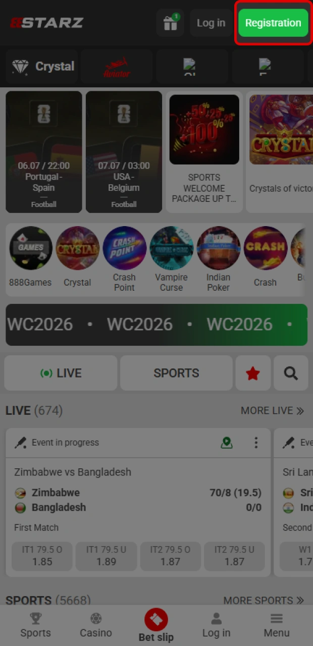 Launch the downloaded 888starz app and trigger the registration form.