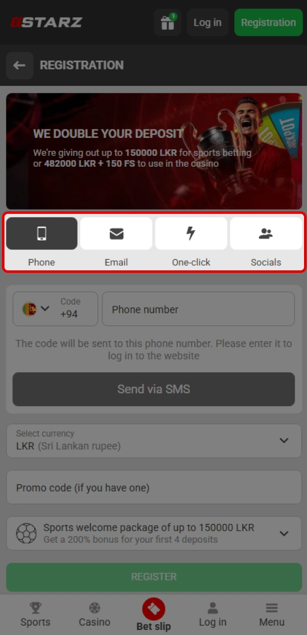 Pick an optimal mobile registration variant on the 888starz app.