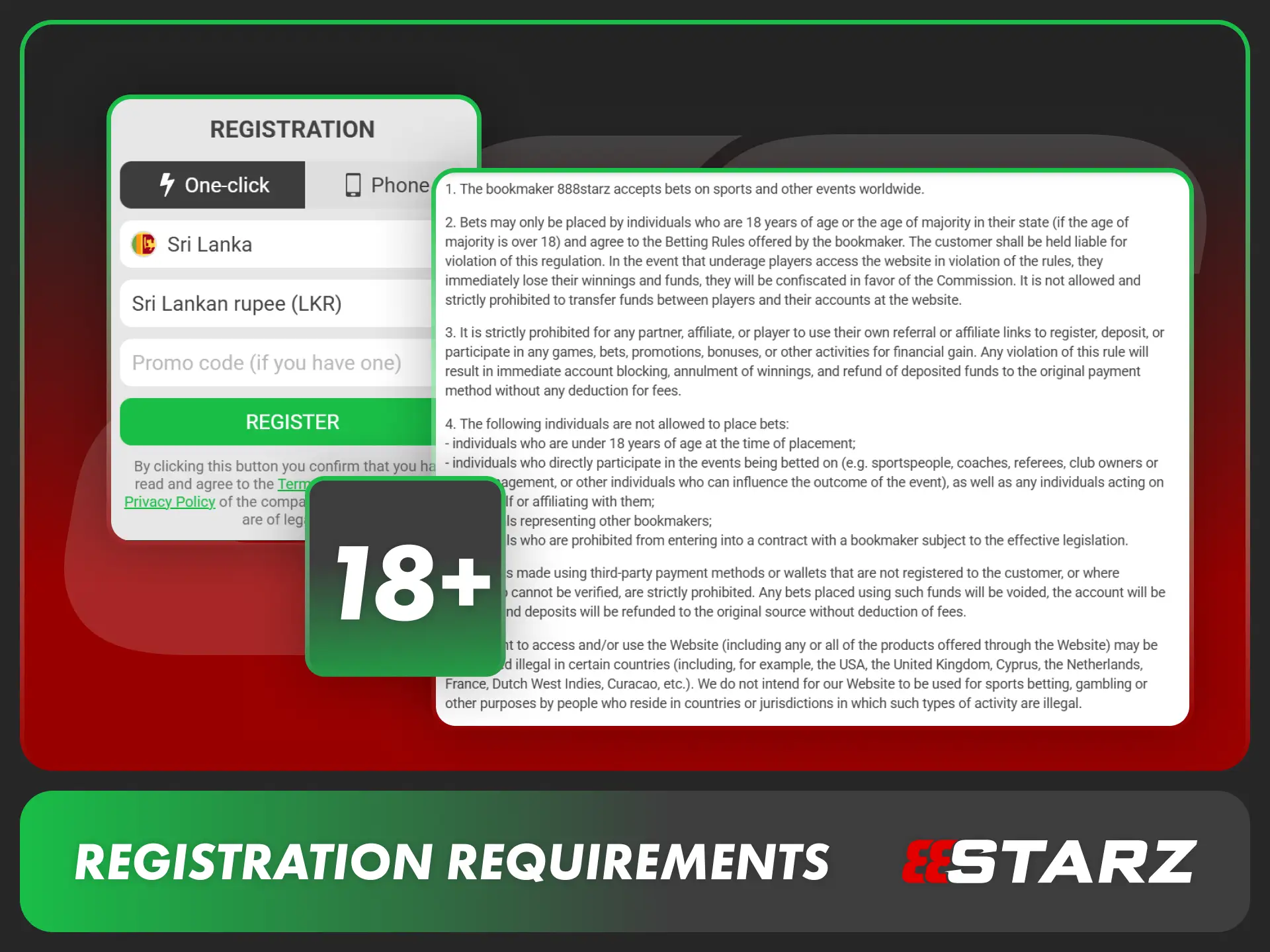 Read the main registration rules before creating your 888starz account.